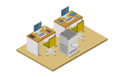 Isometric office room on white background - Vector Image
