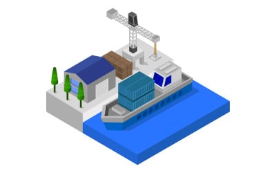 Isometric port - Vector Image