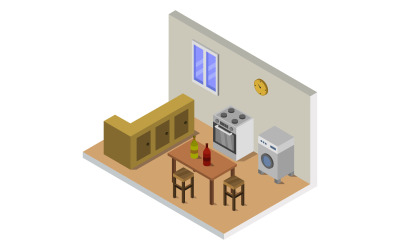 Isometrisches Küchenzimmer - Vektorbild