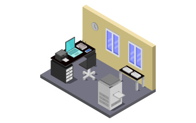 Izometrické a geometrické kancelářská místnost - vektorový obrázek
