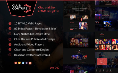 Club Couture - Night Club HTML-webbplatsmall