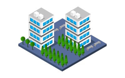 Isometric city on background - Vector Image