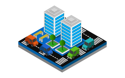 Isometric city on background - Vector Image