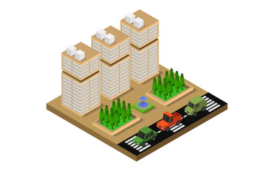 Isometric City on Background - Vector Image