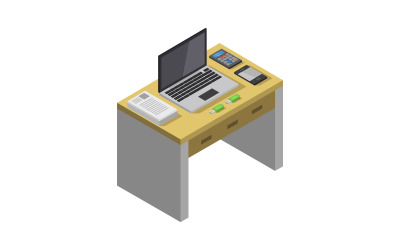 Isometric desk - Vector Image
