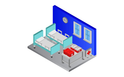 Isometric hospital room on white background - Vector Image