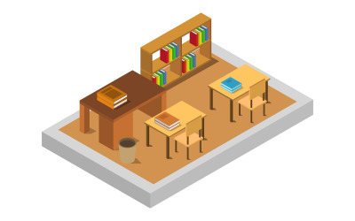 Isometric school room - Vector Image