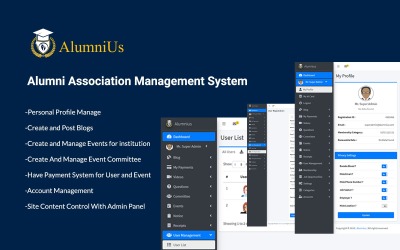 Bootstrap szablon panelu admina Alumnius- Association Management System #103908