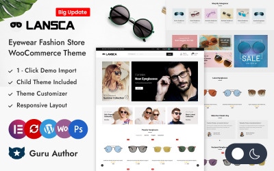 Lansca - Tema responsivo de Elementor WooCommerce para tienda de gafas
