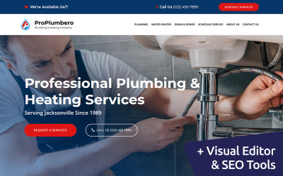 Responsive ProPlumbero - Plumbing & Heating Company Moto Cms 3 #103914