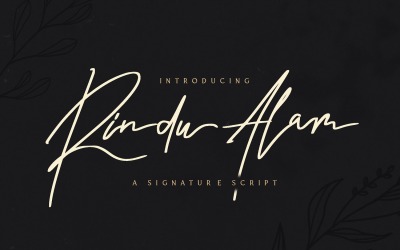 Rindu Alam - Signatur kursivt teckensnitt