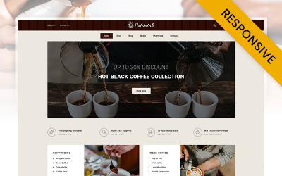 Template WooCommerce Responsive #104146 "Hot Drink - Coffee Store"