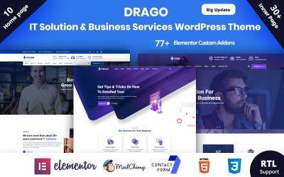 "Drago-IT Solution & Business Services" - адаптивний WordPress шаблон №104270