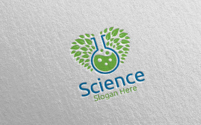 爱自然科学与研究实验室设计概念徽标模板