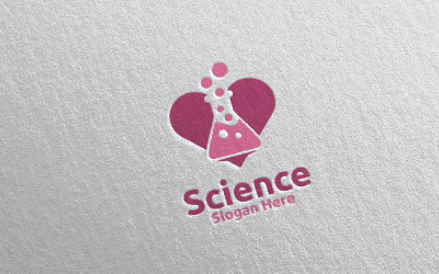 Modèle de logo de concept de conception de laboratoire de science et de recherche d&amp;#39;amour
