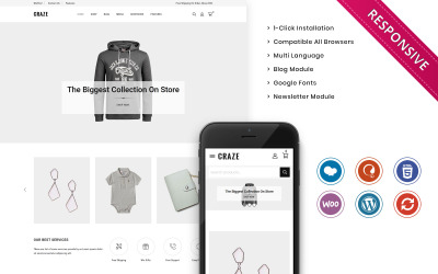 Responsywny motyw WooCommerce Craze - The Fashion Store Responsive WooCommerce Theme #104273