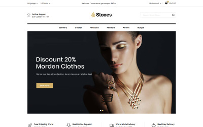 Reszponzív Stones - Jewelry Online Store PrestaShop sablon 104272