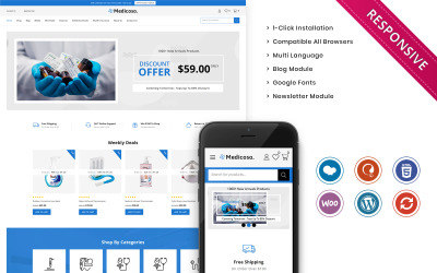 Responsywny motyw WooCommerce Medicoso - The Medical Store Responsive WooCommerce Theme #104449