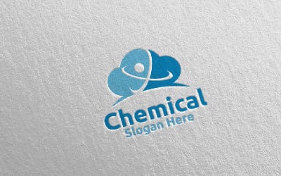Modelo de logotipo do conceito de design de laboratório de pesquisa e ciência química em nuvem