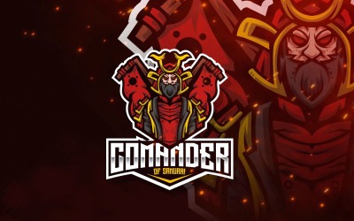 Comander von Samurai Esport Logo Vorlage