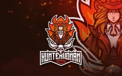 Hunter Woman Esport Logo Template