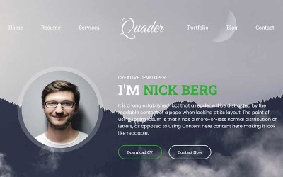 Quader - шаблон сайта личного портфолио