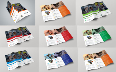 Brochure ripiegabile in colore blu - modello di identità aziendale