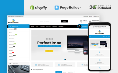 Responsywny szablon Shopify Electrodream Electronics Store #104833