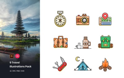 9 Travel Pack - Иллюстрация