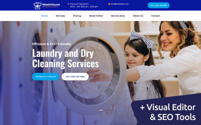 WashHouse - Wäsche und chemische Reinigung Moto CMS 3 Vorlage