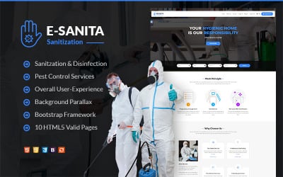 e-Sanita - Modèle de site Web HTML pour l&amp;#39;assainissement et la lutte antiparasitaire