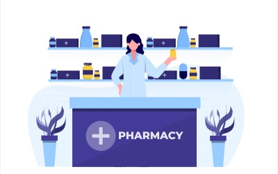 Farmacia Droguería Ilustración plana - Imagen vectorial