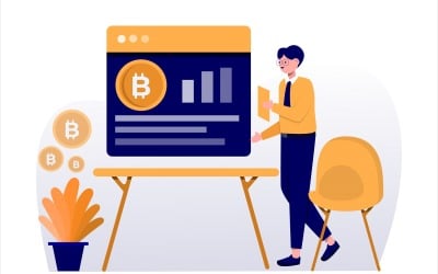 Flache Illustration des Bitcoin-Marktes - Vektorbild