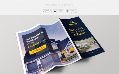 Brochure a tre ante immobiliare - modello di identità aziendale