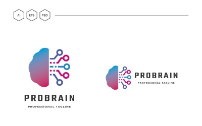 Modelo de logotipo profissional de tecnologia cerebral