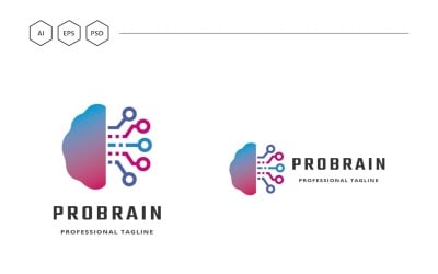 Профессиональный шаблон логотипа Brain Tech