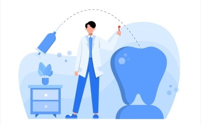 Dentist Flat Illustration - Vector Image