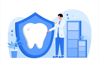 Ilustración plana de cuidado dental - imagen vectorial
