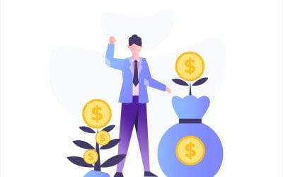 Investeringspengeträd platt illustration - vektorbild