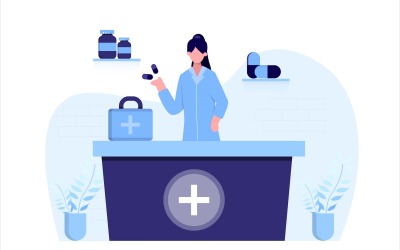 Pharmacy Medical Flat Illustration - Vector Image
