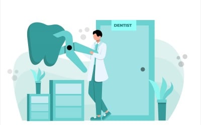 Plochý Design ilustrace zubní péče - vektorový obrázek