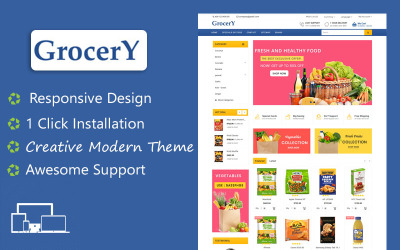 Modelo de OpenCart para fazenda orgânica de mercearia e tema responsivo a alimentos