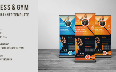 Banner enrollable Fitness &amp;amp; GYM - Plantilla de identidad corporativa