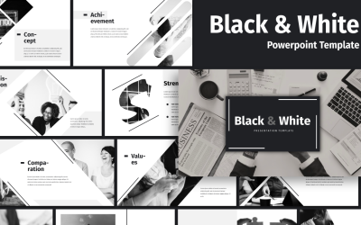 Modèle PowerPoint de noir et blanc - Business