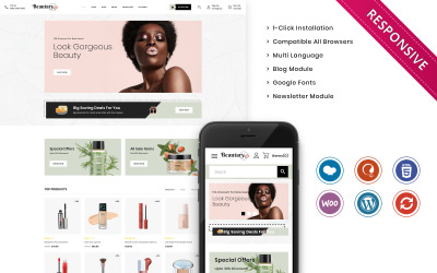 Bootstrap motyw WooCommerce Beautary - The Ladies Cosmetic Store WooCommerce Theme #105501