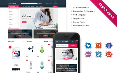 Responsywny motyw WooCommerce Doctian - The Medical Store Responsive WooCommerce Theme #105503