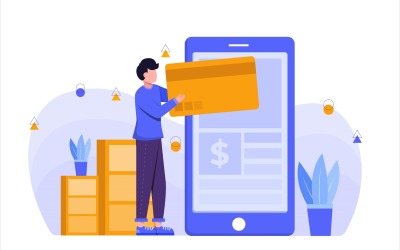 E-commerce App Flat Illustration - Vector Image
