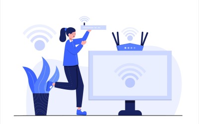 IoT Nesnelerin İnterneti Akıllı Ev Düz İllüstrasyon - Vektör Görüntü