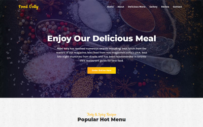 Reszponzív Food Velly - Food & Resturant HTML Landing Page Template Nyítóoldal sablon 105671