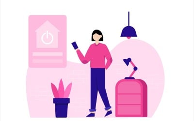 Ilustracja Płaskie Automatyki Domowej - Grafika wektorowa